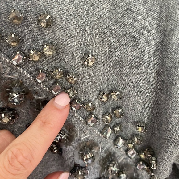 J.Crew Factory Gray Beaded Sweatshirt XS - Picture 4 of 4